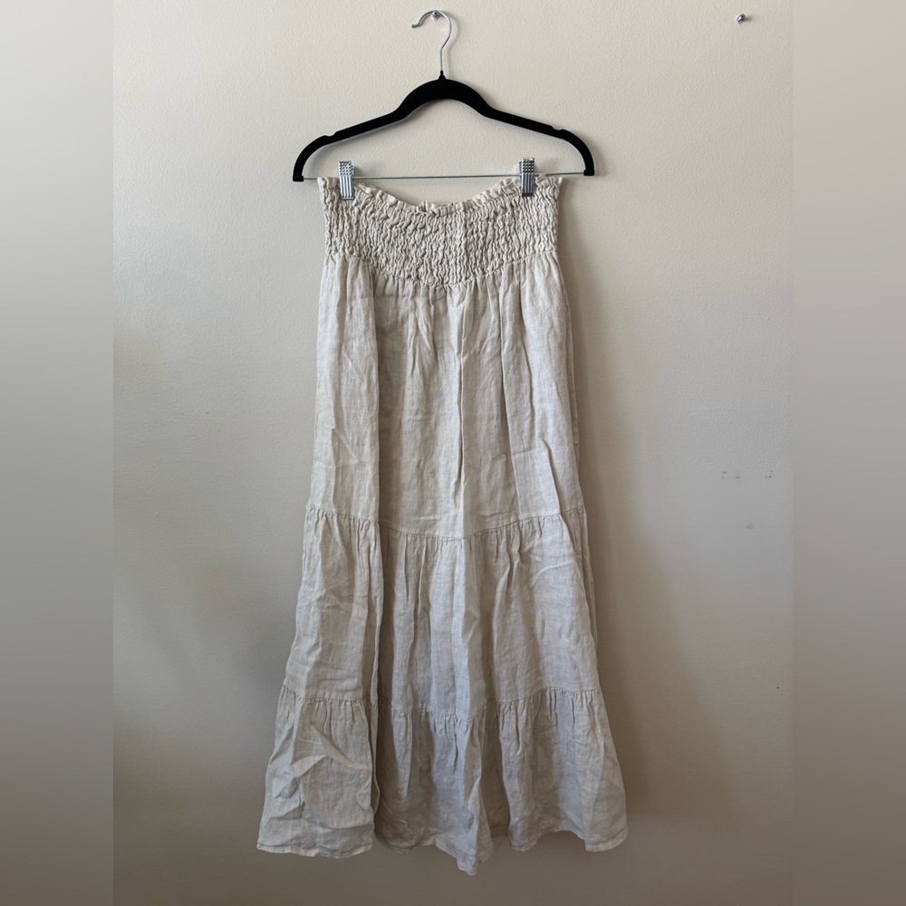 Beachwood Cream Midi Skirt - Florence Skirt, 100% linen